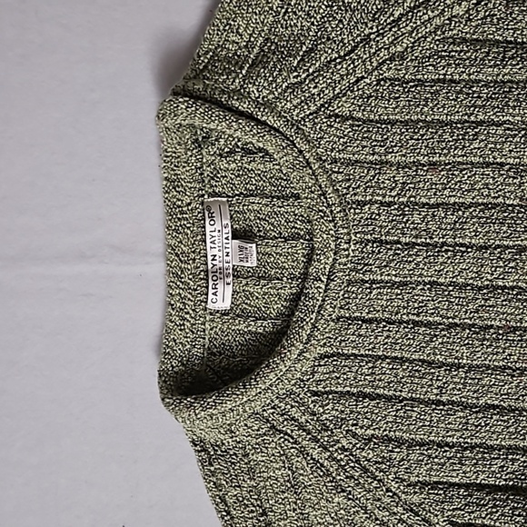 Carolyn Taylor Roll Crew Neck Pullover Sweater sz XL Green Pre-owned - Picture 2 of 9